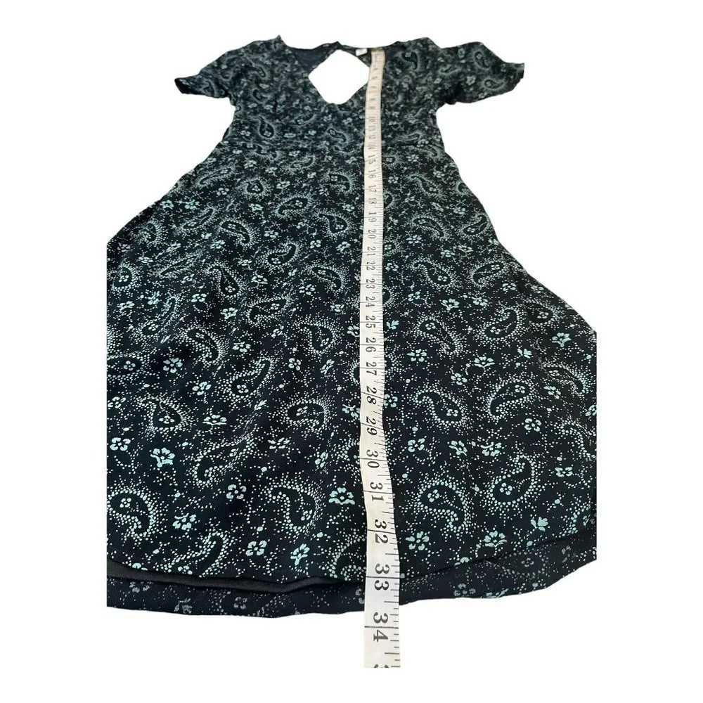 NWT BP Paisley Flutter Sleeve V-Neck Dress BLACK AND TEAL - SIZE XS - Picture 6 of 11